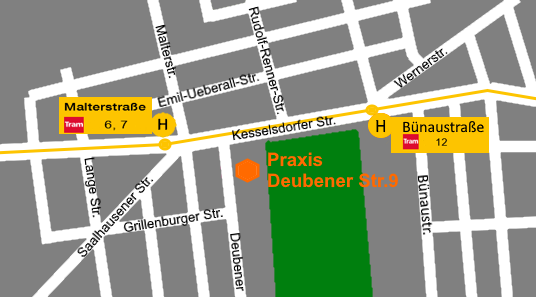 Lageplan der Praxis Deubener Strasse 9
