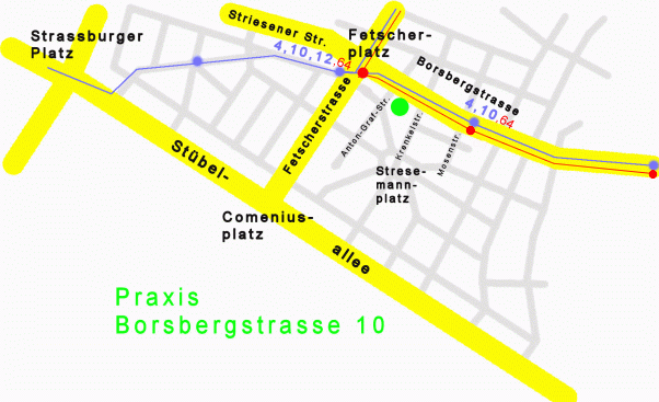 Lageplan der Praxis Altenberger Strasse 19